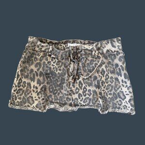 Leopard Print Denim Mini Skirt By Dakota Blue Womens Size M